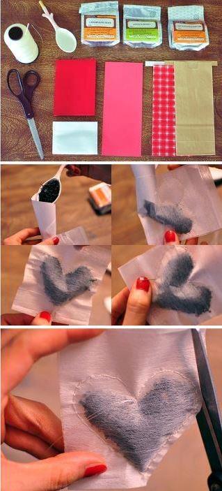 DIY Heart Shaped Tea Packets